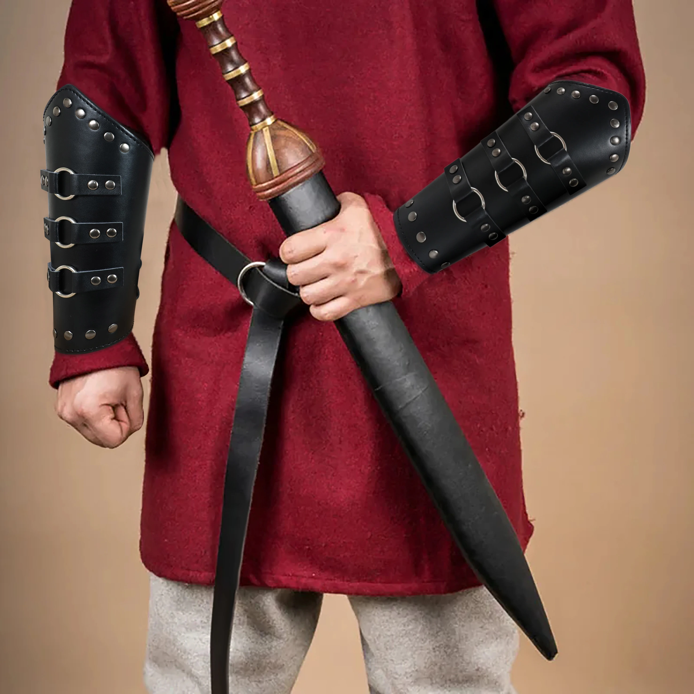 Cinto de couro renascentista Fullhoung-viking masculino, cintura celta medieval, guerreiro aventureiro em relevo para cosplay