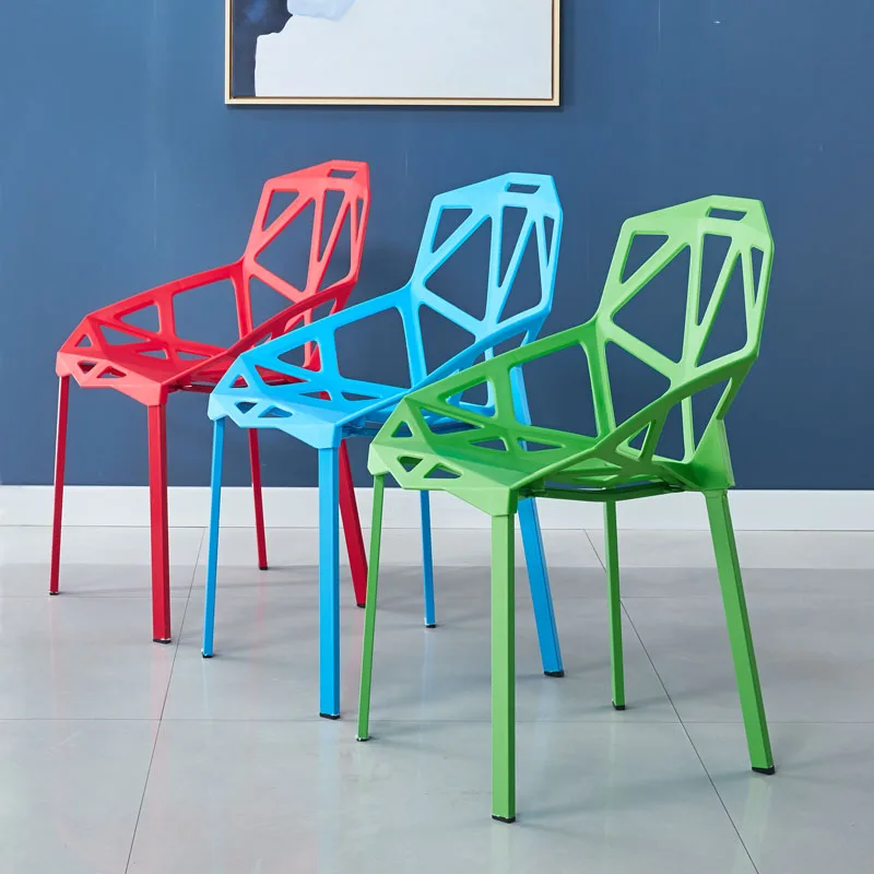 Adult fashion simple dining chair plastic chair hollow chair office chair geometric chair