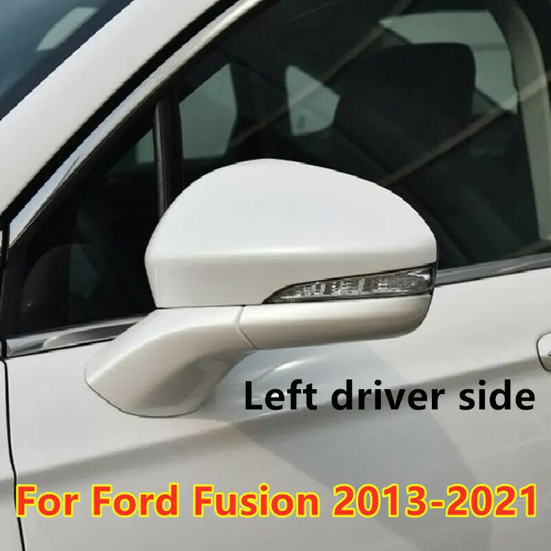 

1X White Left Driver Side Mirror Cover Rearview Cap Replace For Ford Fusion 2013-2021