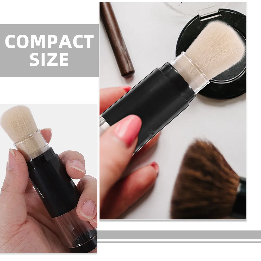2Pcs Innovative Makeup Brush Refillable Powder Applicator with No-Mess Dispensing Compact Size Ideal for Handbag Facial Blush