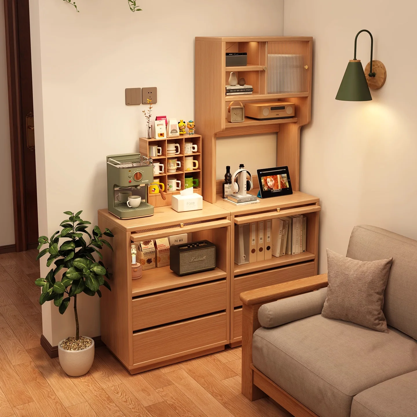 Dining side cabinet, household integrated storage cabinet against the wall, wine cabinet, storage cabinet, tea cabinet