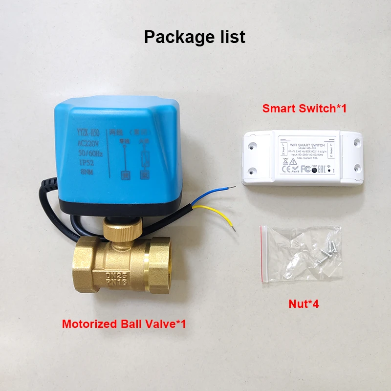 Tuya WiFi Smart Motorized Ball Valve Timing Water Smart Switch Electric Valve with Smart Life Alexa Alice Google Home AC220V