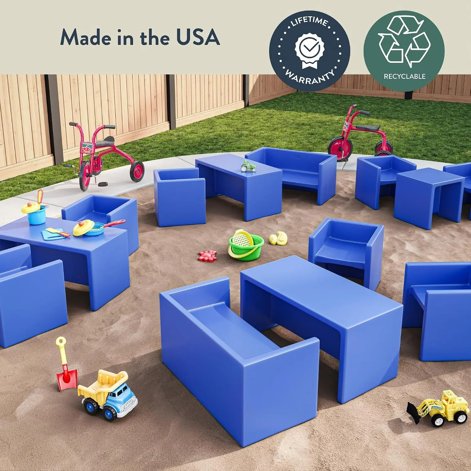 3-in-1 Cube Chair for Kids, Flexible Seating Classroom Furniture, 4-Pack