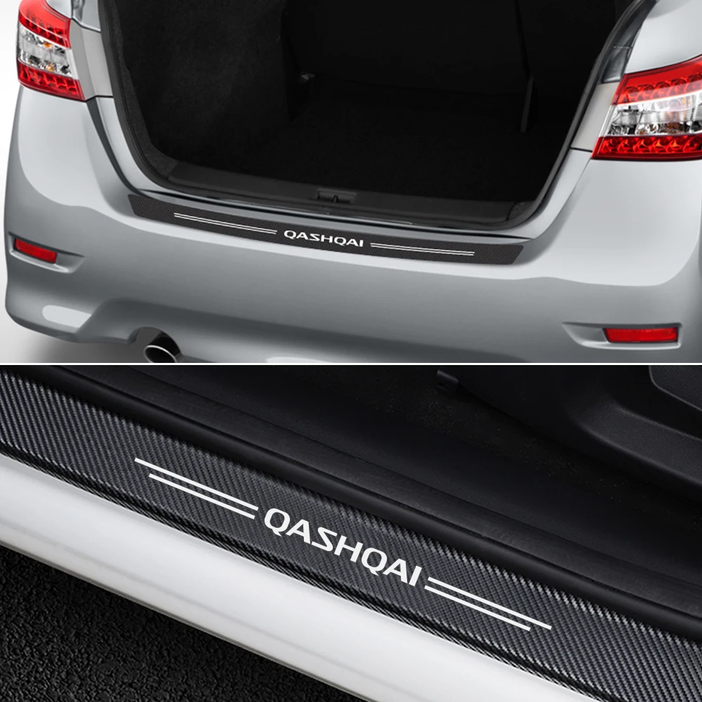 

5PCS Car Styling Trunk Rear Bumper Cover Stickers Door Threshold Trim Decals Accessories For Nissan Qashqai J10 J11 2017 2019