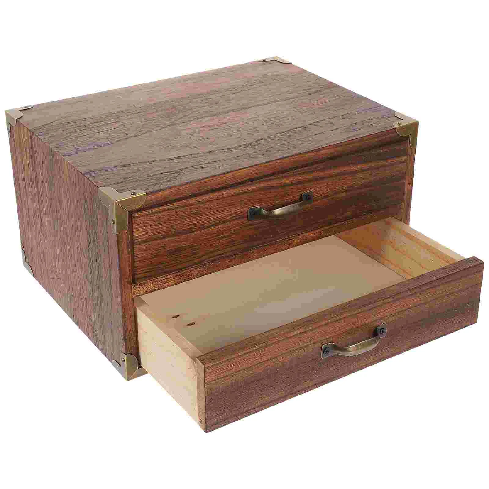 

Drawer Storage Cabinet Desk Organizer Jewelry Case Tabletop Makeup Wooden Sundries Stationery Drawers