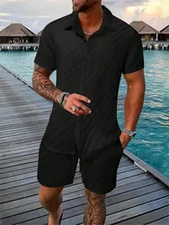 Summer New Cool And breathable Checkerboard Simple Solid Color Leisure Hawaii Leisure Vacation TIki Trend Men's Beach Suit