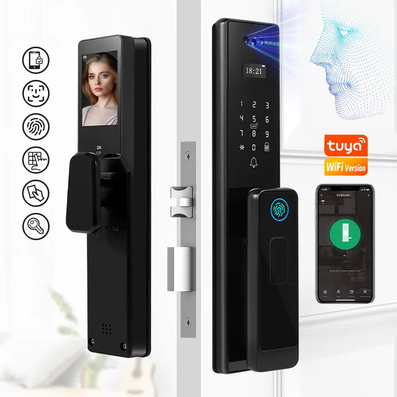 

3D Face Unlock Tuya Wifi Waterproof digital Lock Electronic Biometric Fingerprint Intelligent lock with camera Home