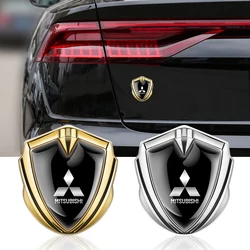 1PCS Car Side Fender Body Trunk Badge Sticker 3D Metal Shield Emblem For Mitsubishi Outlander Lancer 9 X EX ASX Pajero L200 Colt