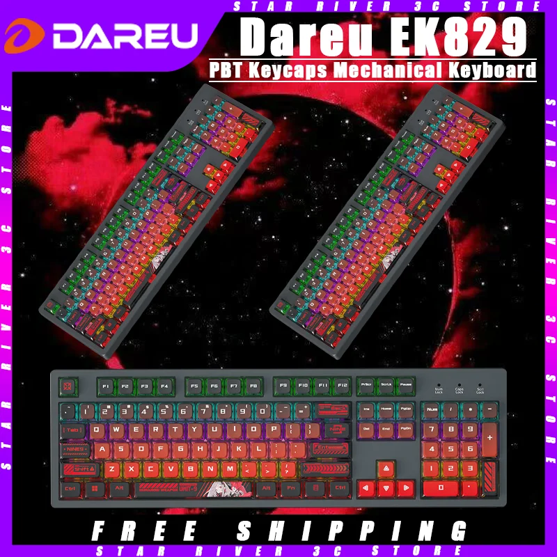 

Dareu EK829 Mechanical Keyboard Wired E-sports RGB Ergonomics Customized PBT Keycaps Gaming Keyboard Pc Gamer Accessories Gift