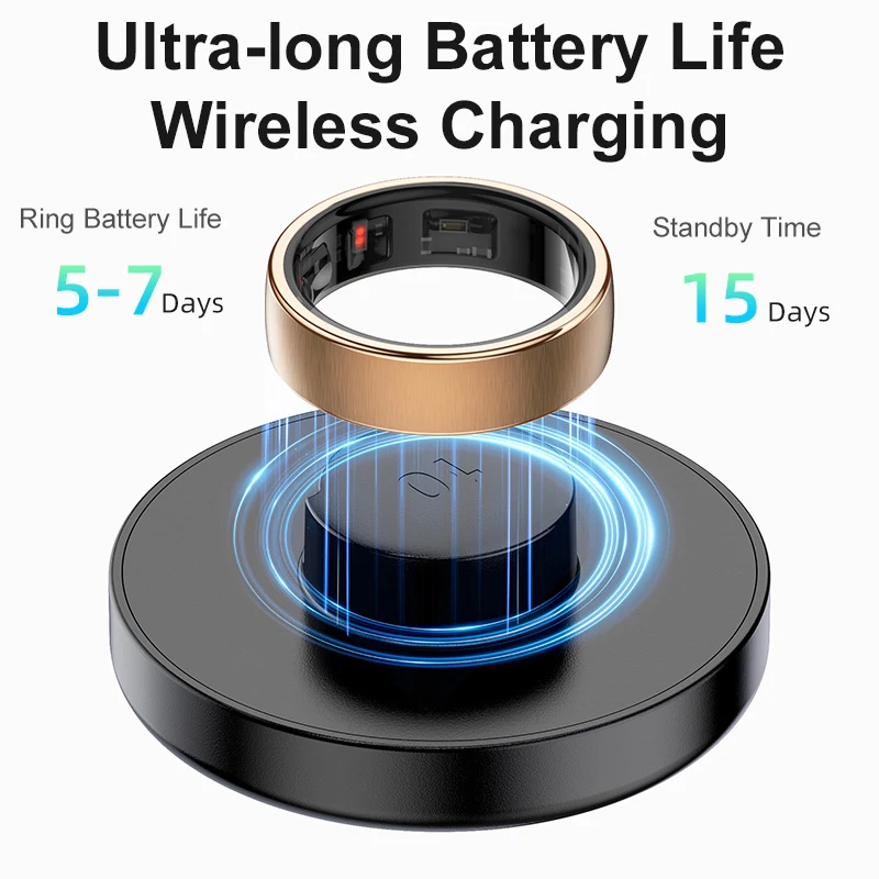 R10 Smart Ring Men Women with Wireless Charging,Health and Sleep Monitor,5ATM Waterproof, Multi-sport Mode For Android IOS Phone image 6