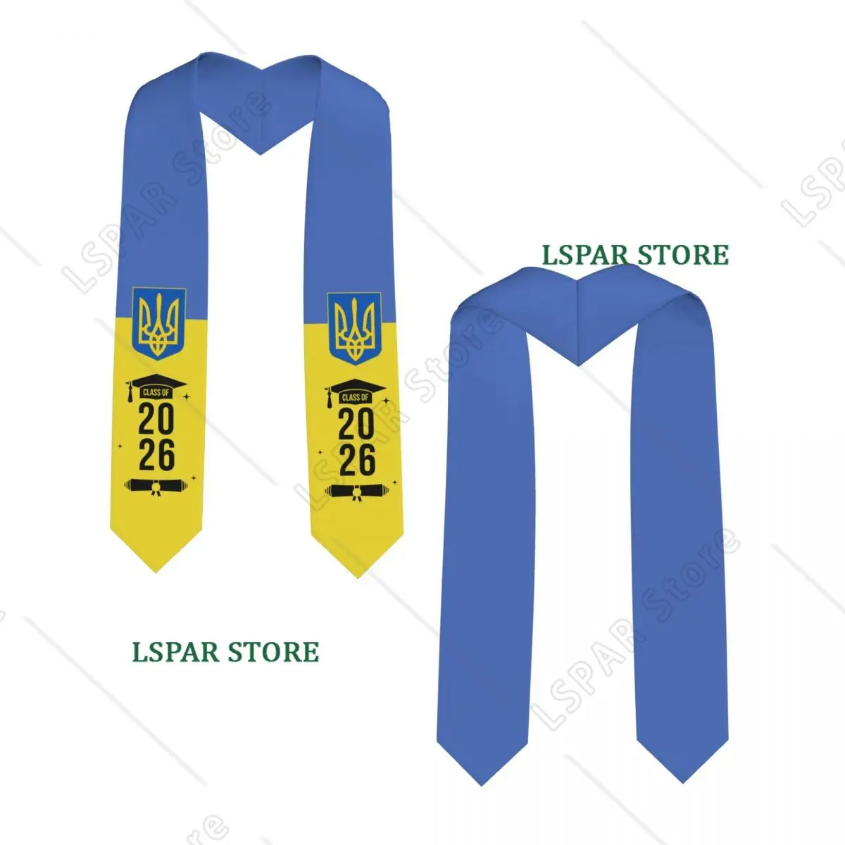 Class Of 2026 Ukraine Flag Graduation Stole Sash Scarf For International Students Proud 183CM Long
