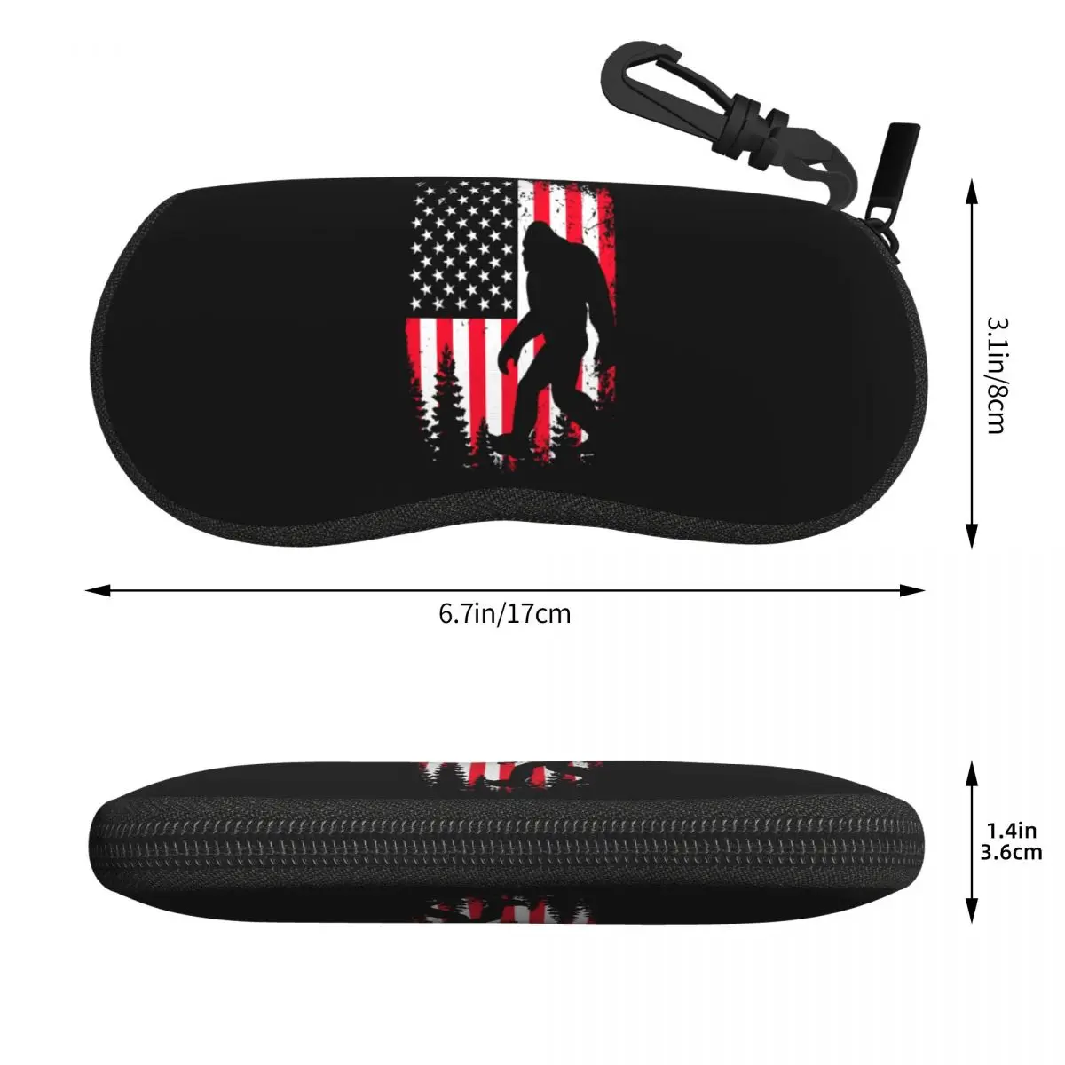 Custom Funny Bigfoot American Flag Shell Eyeglasses Case Women Men Cool Glasses Case Sunglasses Box Pouch