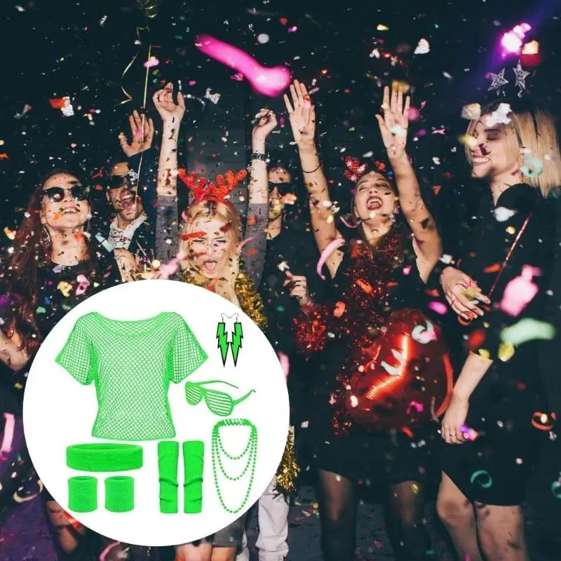 أزياء R1WE 80s للنساء، إكسسوارات ملابس تنكرية لحفلات الهالوين وأعياد الميلاد والحفلات التنكرية وعصابة رأس من الخرز