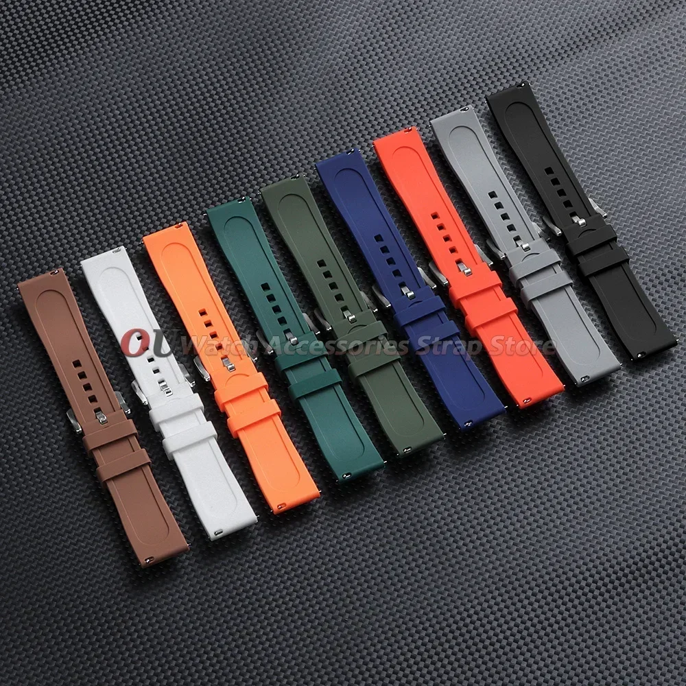 20mm 22mm Silikon-Uhrenarmband für Seiko, Rolex, Omega, Schnellverschluss-Uhrenarmband mit Schmetterlingsverschluss, Gummi-Armbänder für Damen und Herren – Detail 4