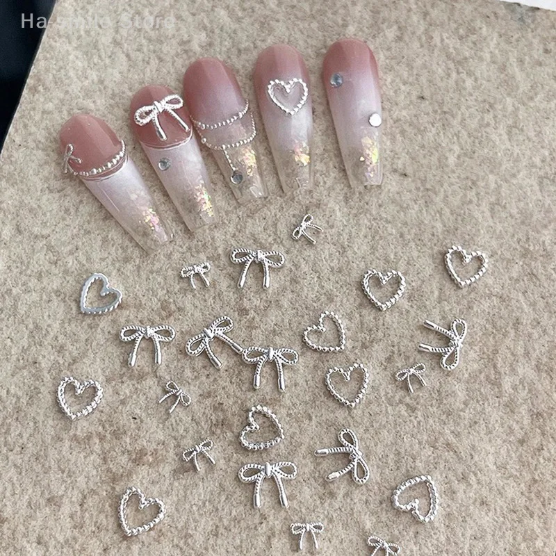 10 pezzi di ciondoli artistici di lusso con fiocco Kawaii gioielli per unghie decorazione con strass accessori fai da te chiodo in lega squisita 3D