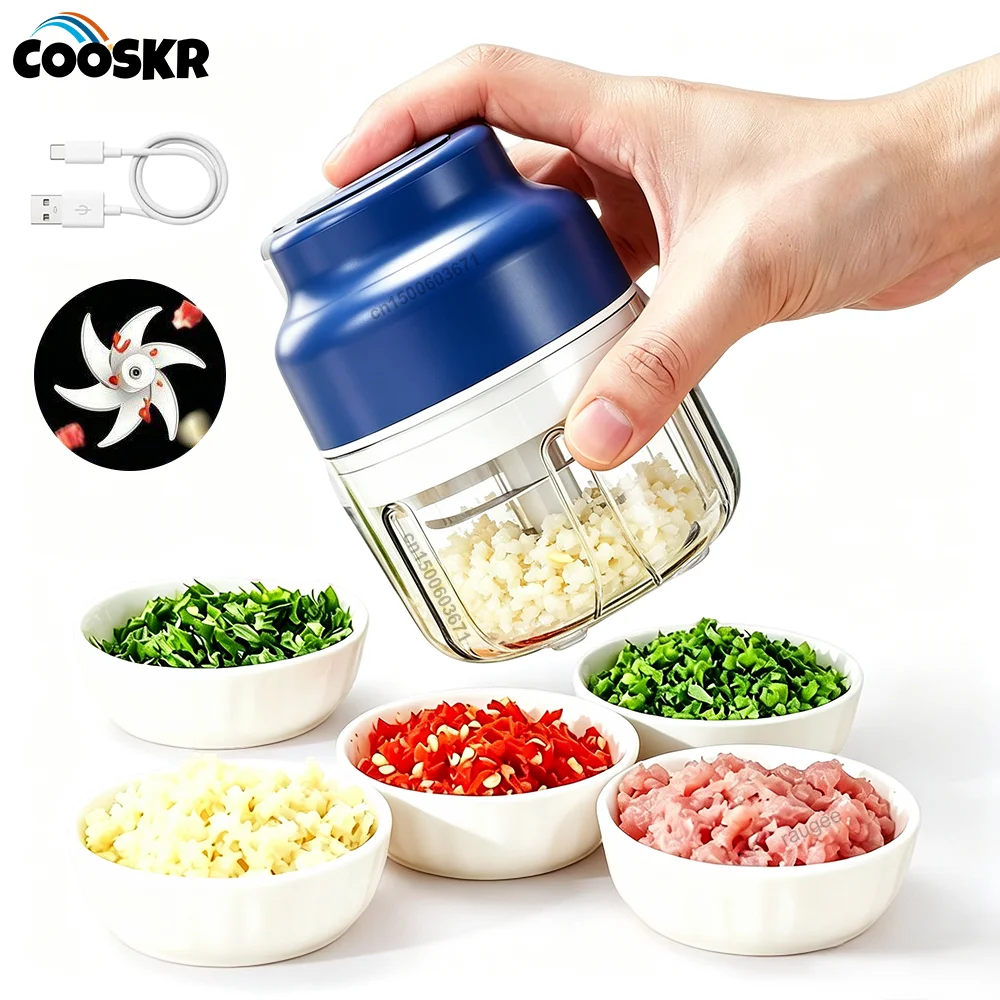 Mini Food Processor Electric Garlic Chopper Meat Grinder Vegetable Garlic Masher 320ml USB Rechargeable Wireless Garlic Cutter