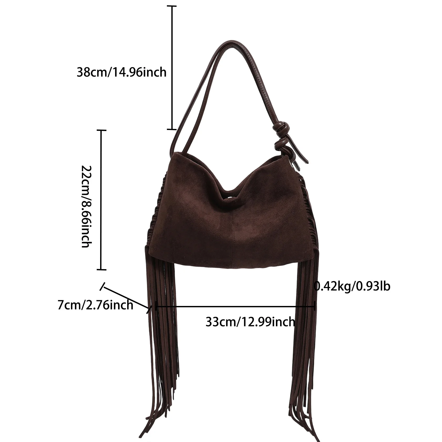 العصرية طويلة شرابة حقيبة كتف المرأة خمر الجلد المدبوغ حقيبة يد ومحفظة الإناث عالية السعة Crossbody حمل حقيبة ريترو كيس الرئيسي #6