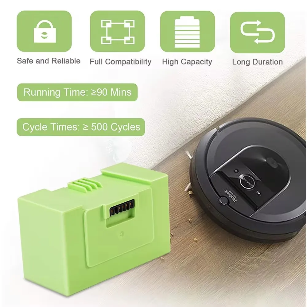 Batería de 14,4 V y 6800mAh para iRobot Roomba e, repuesto de iones de litio, Serie i, i7, 7150, 7550, i7 + 7550, e5, e6, i3, i3