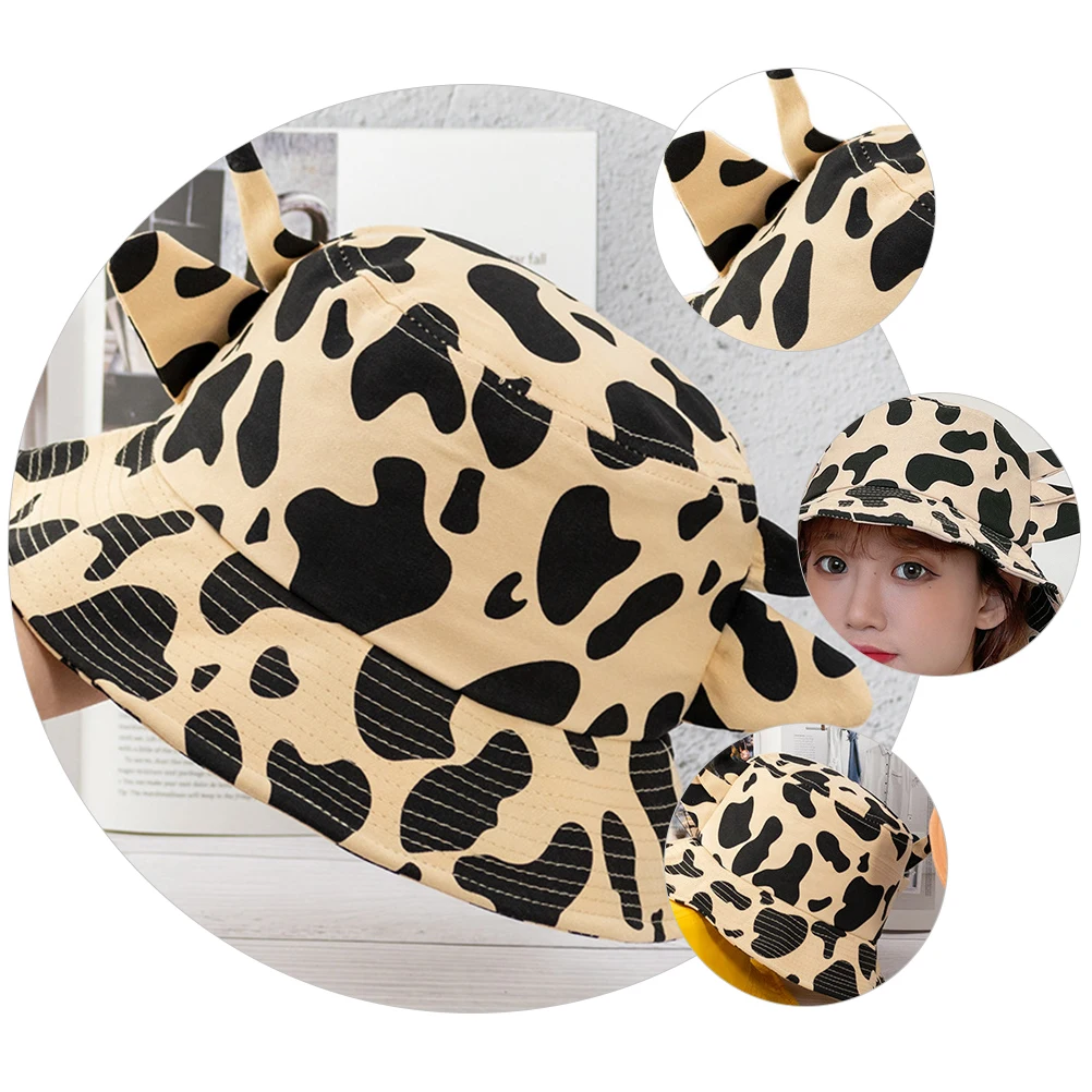 

Cow Print Bucket Wide Brim Summer Women Sun Hat Beach Fashion Anti UV Cap Fisherman Hat Lightweight Comfortable Casual