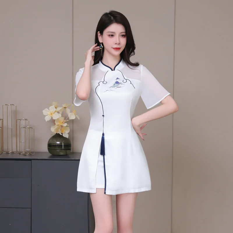 Woman Work Clothes Suit Hotel Waiter Beauty Salon Spa Massage Nail Cafe Sexy Foot Bath Sauna Technician Overall Skirt Uniform