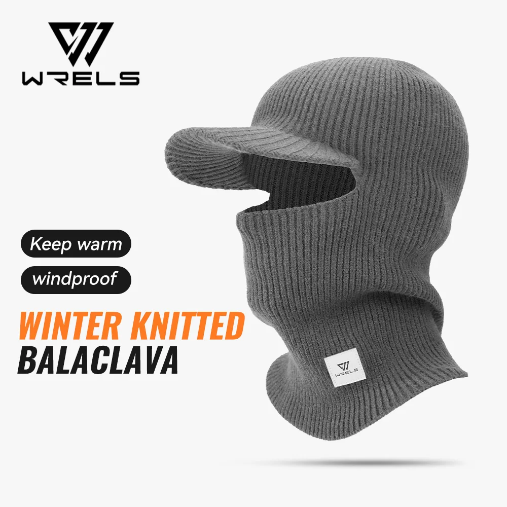 

WRELS Knitted Balaclava Beanie Hat Winter Neck Warmer Ski Face Cover Neck Gaiter Windproof Thermal Fleece for Cold Weather