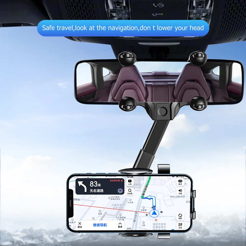 Auto Rearview Mirror Car Telephone Holder 360 Degree Rotatable Mobile Mount Stand For Car Adjustable Cell Phone Support in Car