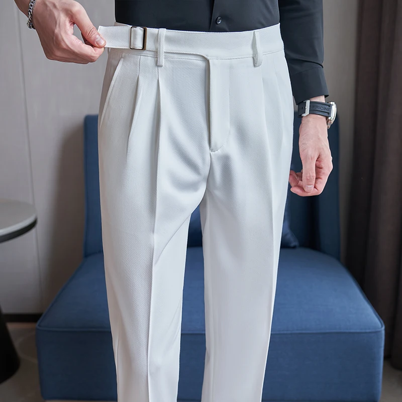 

Fashion Men Business Social Twill Suit Pants Green / Black / Gray High-end Male Wedding Party Dress Trousers