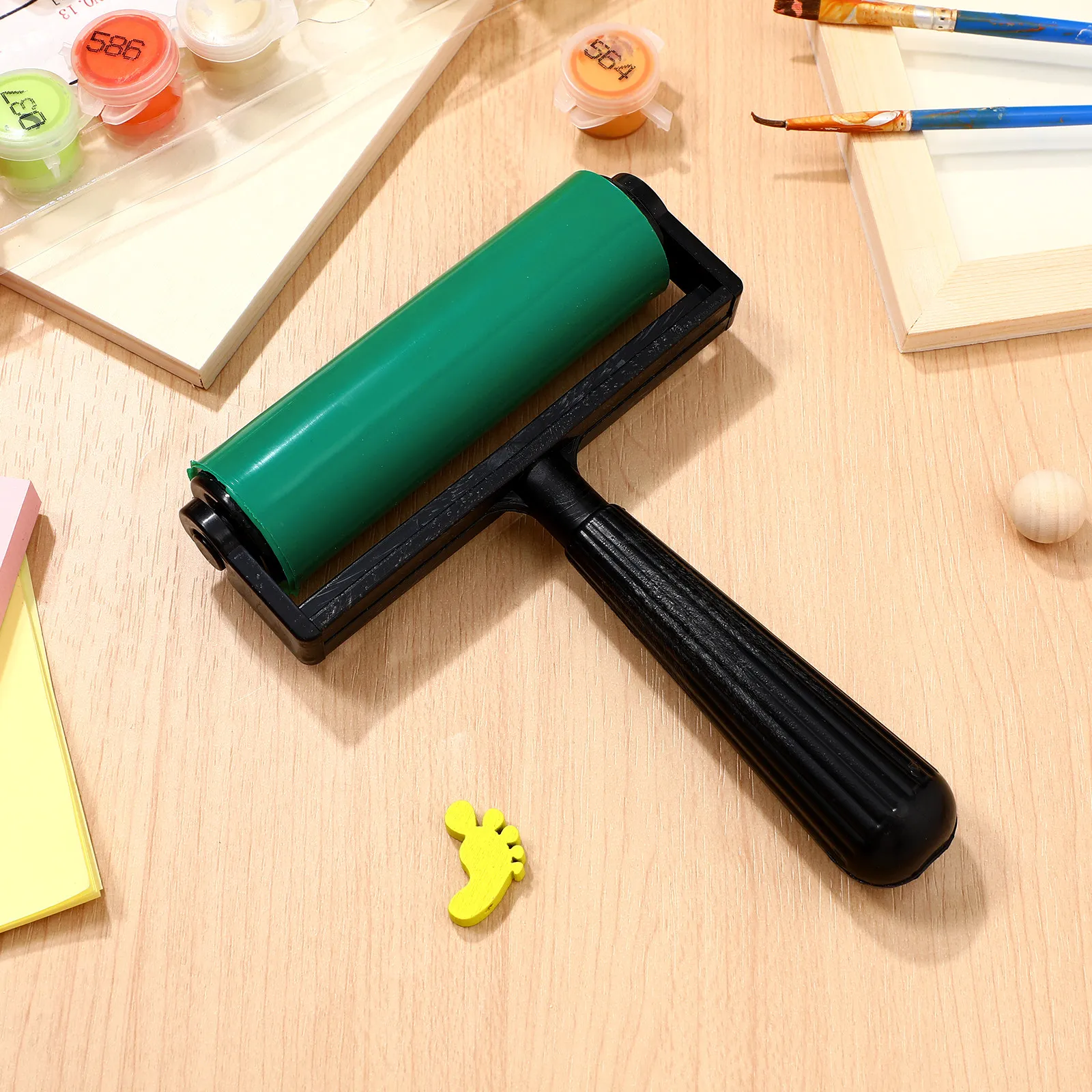 Stamp Roller For Art Student Christmas Craft 10CM Printmaking Rubber Flat Smooth Cylinder Comfortable Detachable