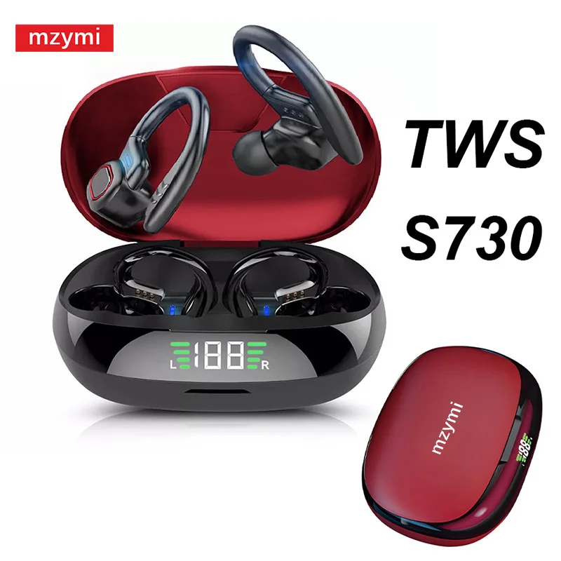 mzymi S730 TWS Wireless Earbuds Ear Hook Bluetooth5.3 Headphone  Hifi Stereo Sound Earphones Sports Gaming Headset With Mic