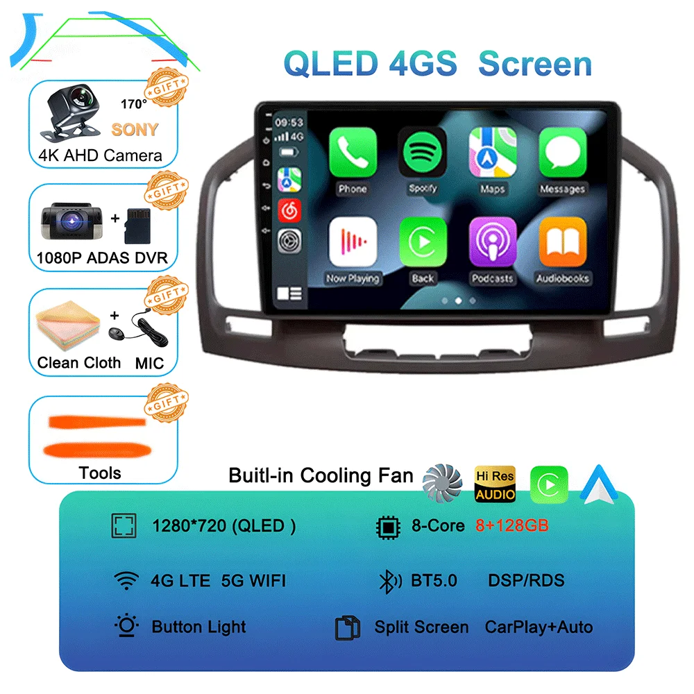 Android 16 Carplay Autoradio WIFI + 4G Voor Buick Regal Opel Insignia 2009 2010 2011 2012 2013 Multimidia Speler GPS Navi Stereo BT