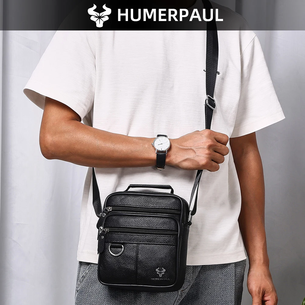 

Genuine Leather Small Messenger Bag for Men Capacity Sling Crossbody Shoulder Bag Business Male Handbag for Work