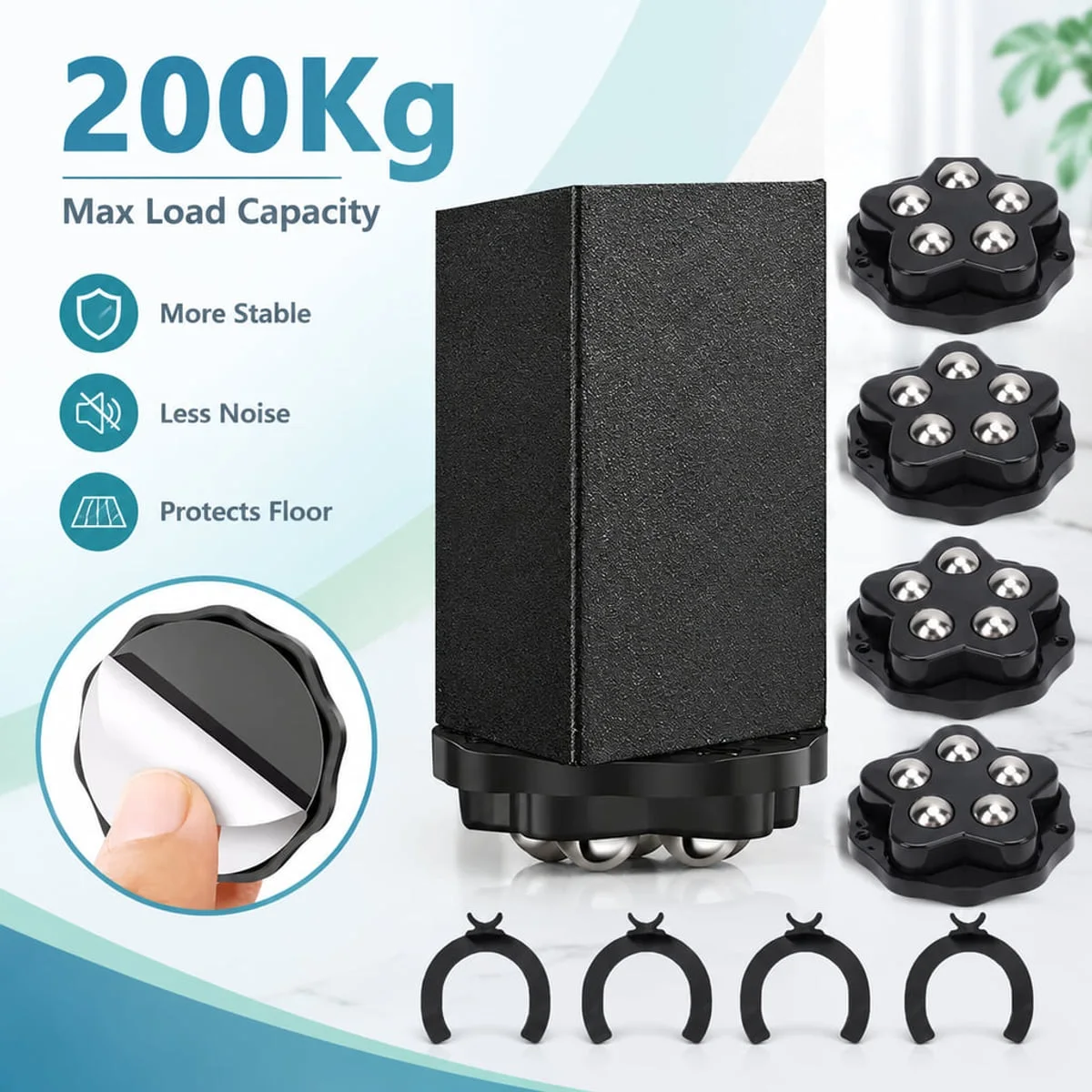 Self Adhesive Swivel Caster Wheels 5-Ball Silent Furniture Movers for Coffee Tables Trays Home Storage Organization
