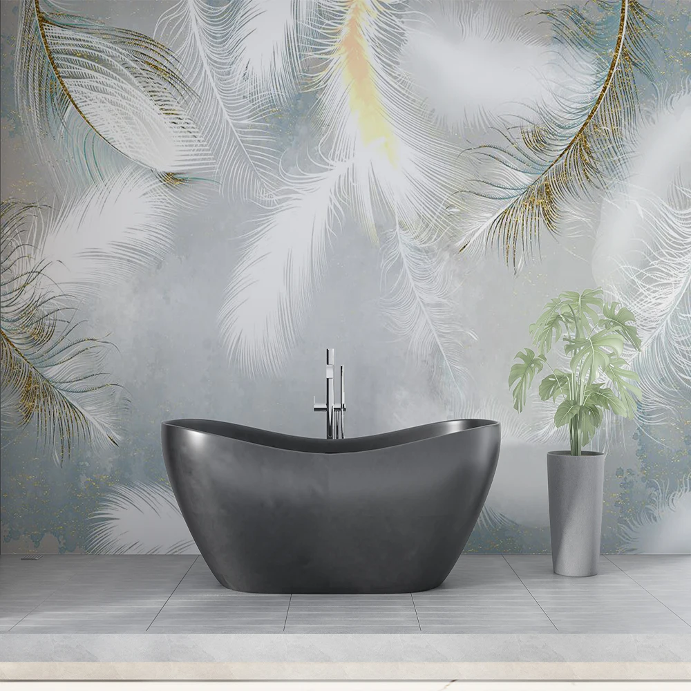 Customized 3D abstract feather Nordic TV sofa background wall mural wallpaper