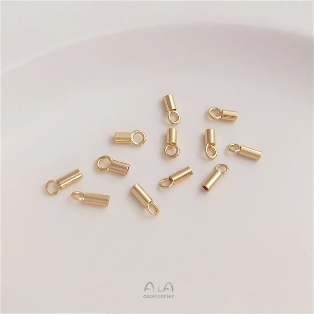 

14K Wrapped Gold Chain Leather Rope Joint Sleeve Closing Buckle Positioning Tube Diy Manual Connection Accessories Material C043