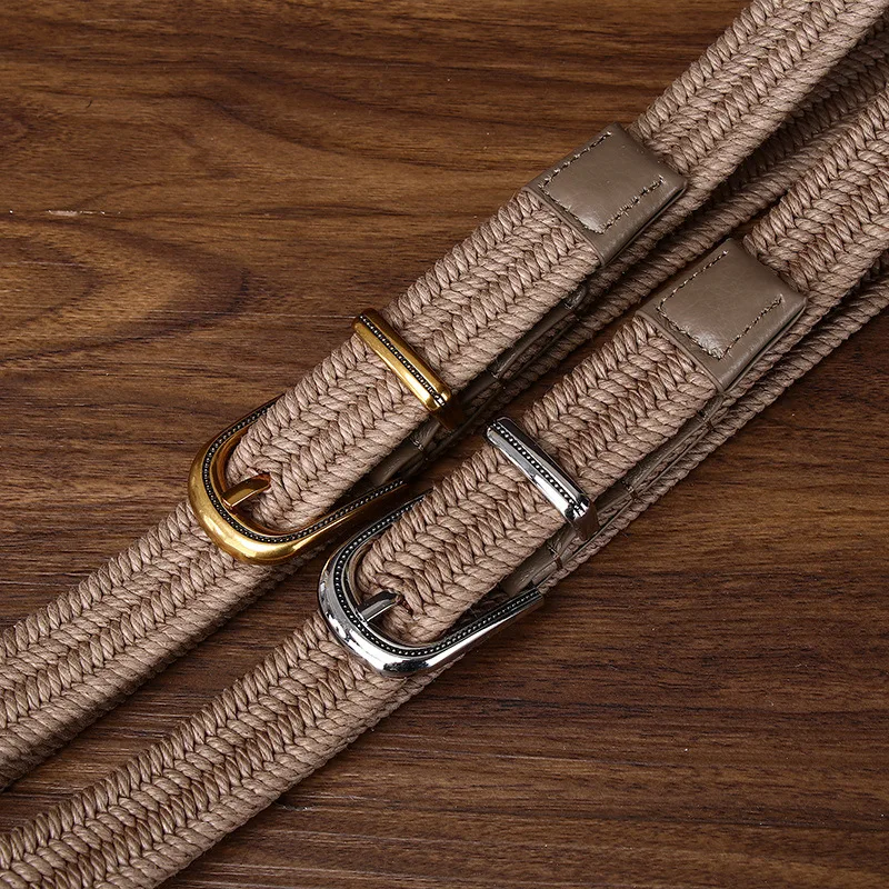 Versatile Elastic Hand-Woven Women's Belt Korean Style Casual Fashion Jeans Decorative Belt for Women
