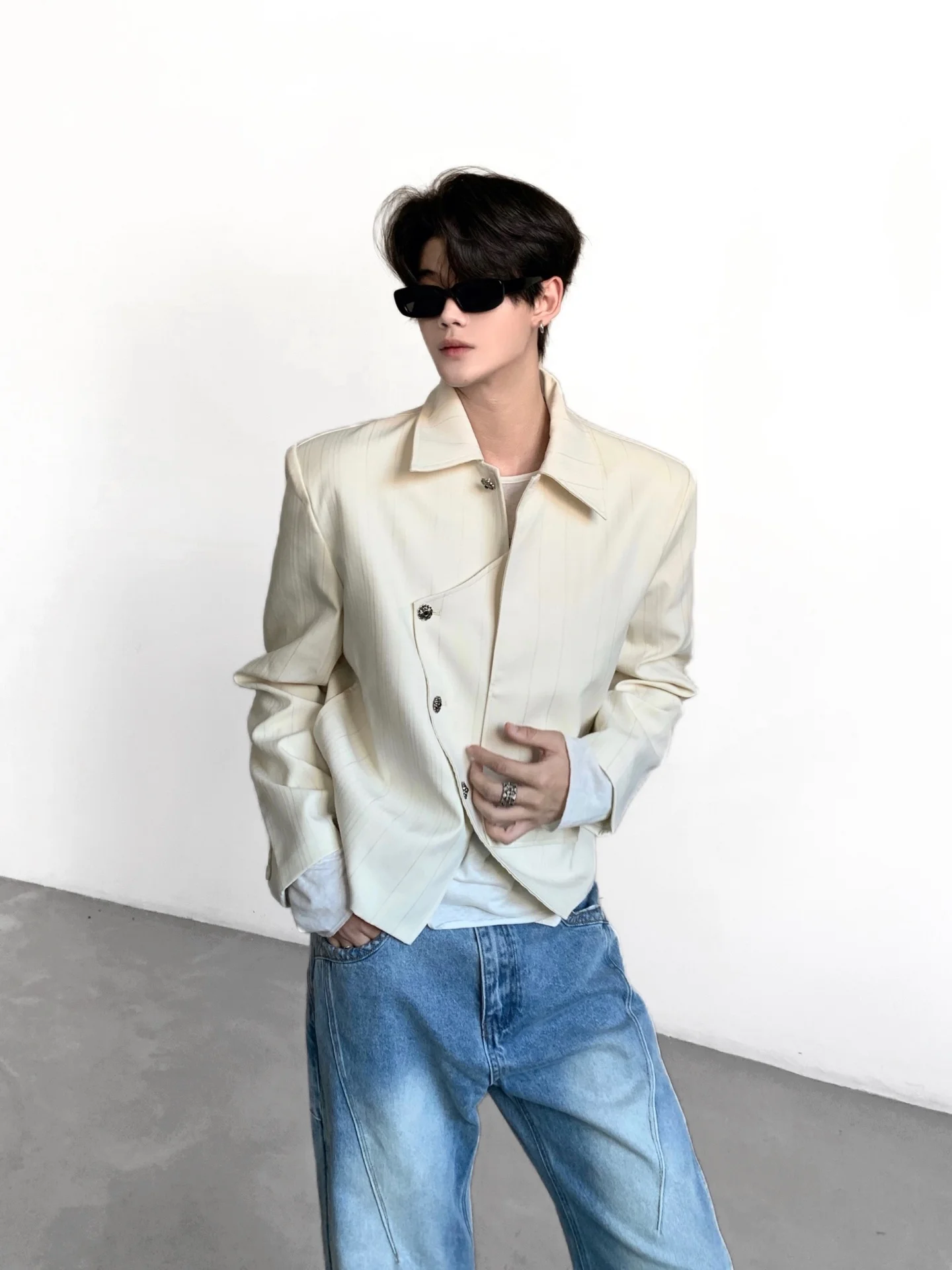 Ace Intelligence Deconstructivism Metal Design Men's Short Jacket Autumn Cleanfit High Intelligence Sensation Old Money Style...