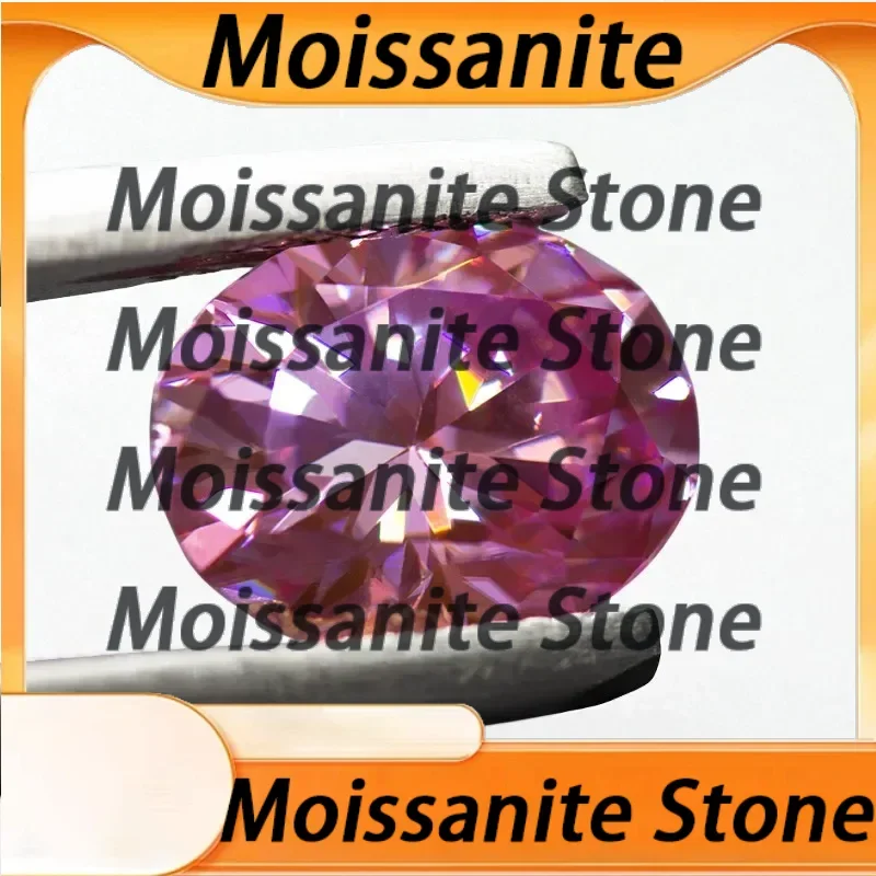 

NEW Moissanite Stone Oval Cut Cherry Blossom Color Loose Gemstone For Charms Diy Jewelry Making With Certificate