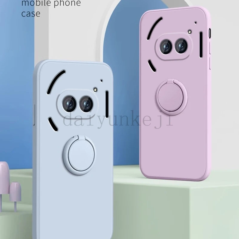 Liquid Silicone Case For Nothing Phone 2A 3A 4A Pro Soft Case Shockproof Phone Cover with Ring Holder Screen Protector