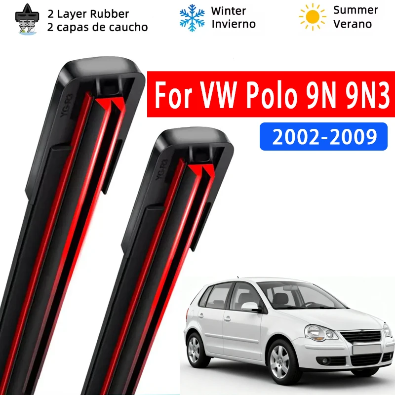 

For VW Polo 9N 9N3 2002-2009 1set Front Windshield Wiper Blades Windscreen Wipers 2003 2004 2005 2006 2007 Accessories