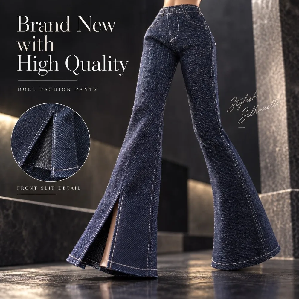 Multi Style Long Trousers Fashion Many Style 30cm Doll Girls Kids Toys High Waist Front Slit Flare Pants