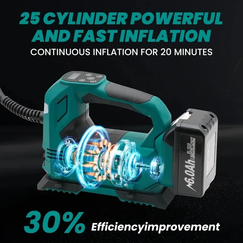 Portable Cordless Air Pump Bare‑Tool Multi‑Purpose Inflator for Car & Motorcycle Tyre Inflation Hand Power Tool For Makita Batte