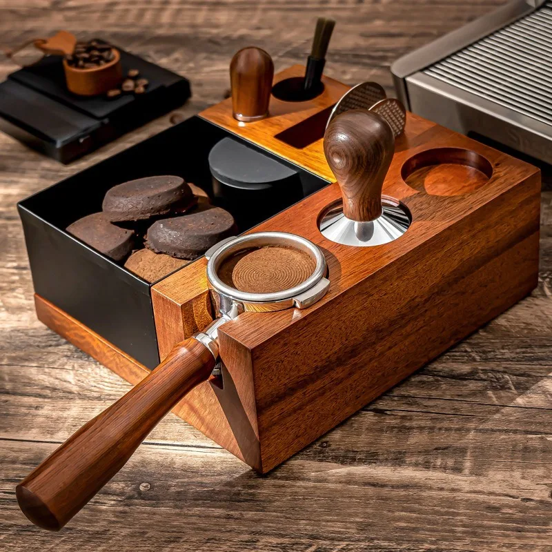 Solid wood coffee base, removable large-capacity slag box coffee press base