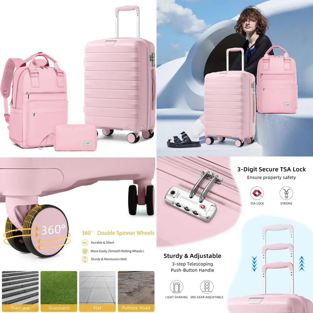 

3-Piece Hardside Spinner Luggage Set with TSA Lock, Carry-On Suitcase, Women's Orchid Purple Travel Set