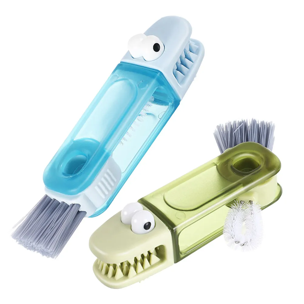 2Pcs Bottle Cleaning Brushes Cup Lid Cleaner Multi-Function Groove Brush Portable Lid Cleaner Household Drinkware Cleaning