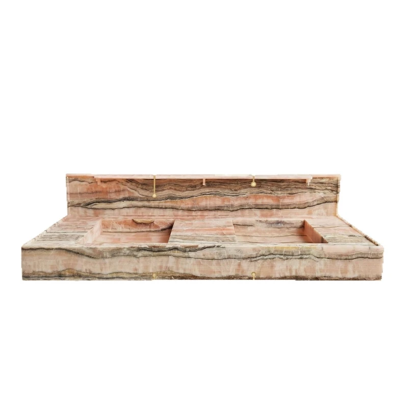 Natural pink agate jade haute couture series villa hotel model room retro light luxury integrated wash basin washbasin