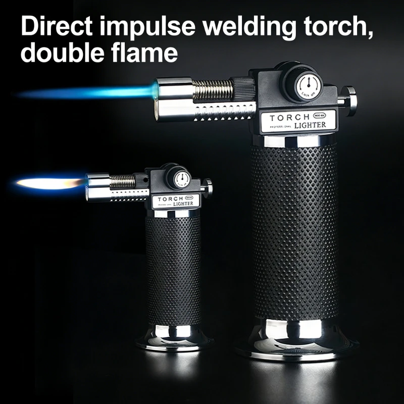 

Lighter Spray Gun Welding Gun Adjustable Double Fire Type Straight Flame Camping Outdoor lighter Cigar moxibustion barbecue