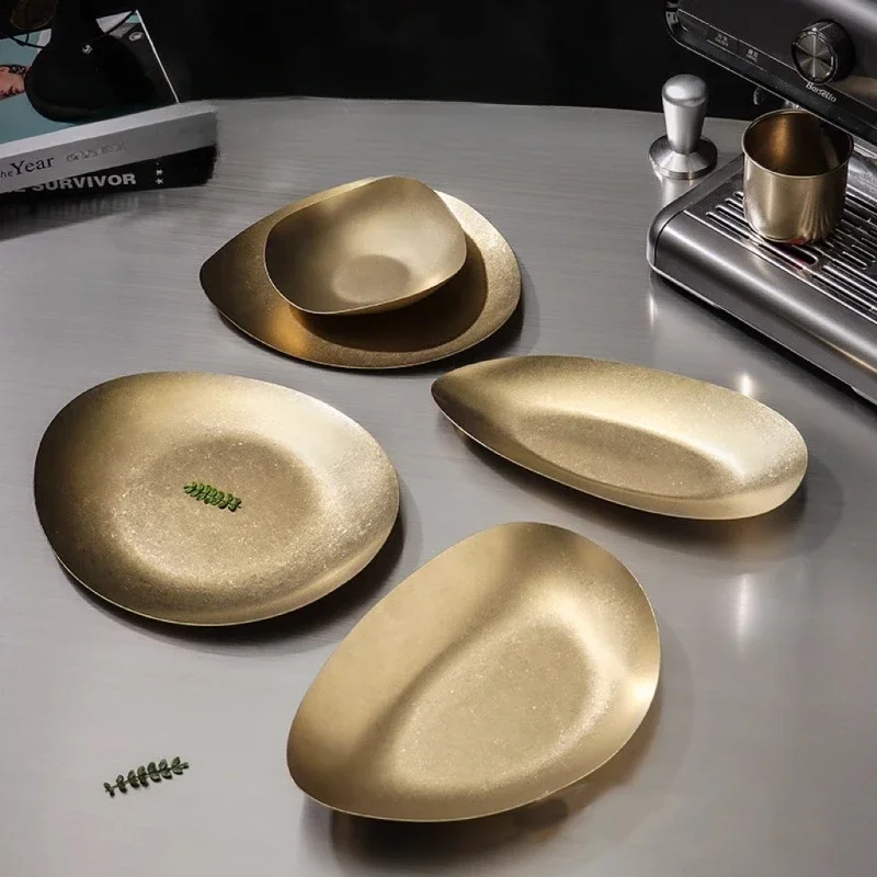 

Нержавеющая сталь 304, золото, ретро, снег, золотой диск, художественная витрина, тарелка для барбекю, ресторан, западный ресторан, тарелка I4H6L1