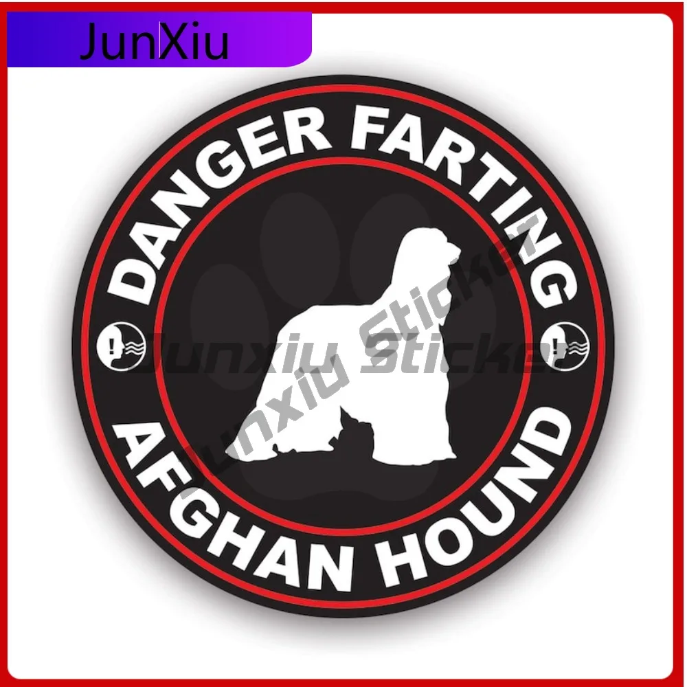Danger Farting Afghan Hound Sticker Waterproof Cute Bumper Waterproof Vinyl Decal For Suvs Protection Decor Decor Unique Fun