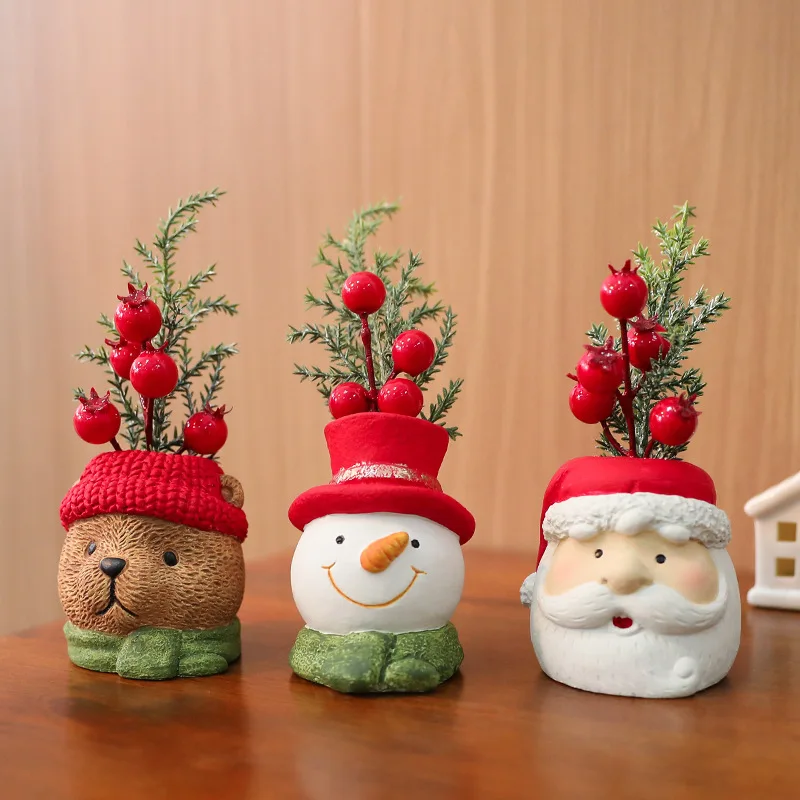 

Resin Christmas Decorations - Vintage Style Nordic Gnome Statues for Indoor Table, Shelf, Fireplace Mantel, Unique Holiday Gift