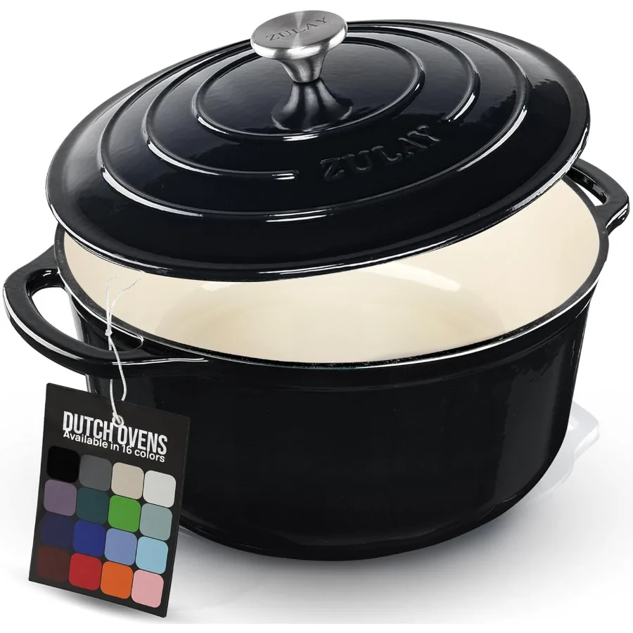 

6 Quart Enameled Cast Iron Dutch Oven Pot with Lid Premium Durability Oven Safe up to 500F Heavy Duty Cookware Perfect for Brea